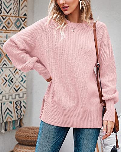 Image of Imily Bela Womens Oversized Tunic Sweaters Fall Slouchy Long Sleeve Ribbed Knit Side Slit Pullover Jumper