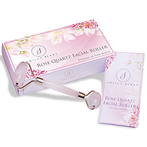 Luxury Edition of Jade Roller Face Massager - 100% Natural Rose Quartz Anti-Aging Facial Roller for Wrinkle Treatment & Ice Healing Therapy For Face, Neck, Body, Eyes
