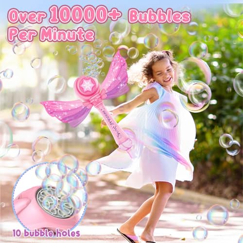Aooess Bubble Wands for Kids 3-5 Years Old Girls: Light Up Bubble Wand Princess Wands for Little Girls Toys for Kid Ages 3-4 Bubble Party Favors for Kid Girl Outdoor Toys for Kids 3 4 5 6 7 8 Years
