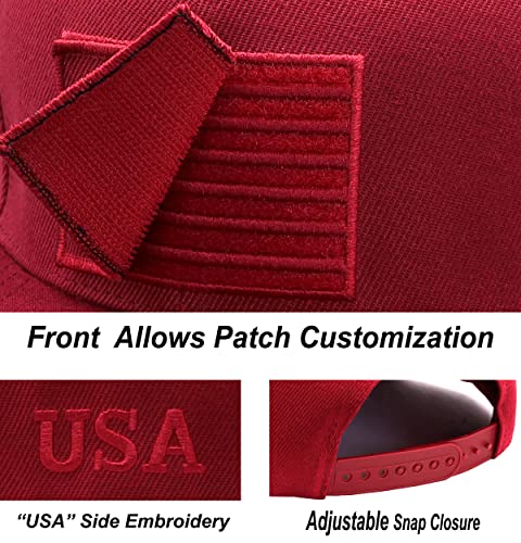 Image of Antourage American Flag Unisex Baseball Hat for Men and Women | USA Flag Mesh Snapback Flat Visor Cap + 2 Patriotic Patches