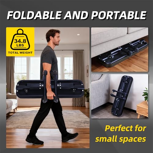 HEMERIS Foldable Flat Bench 43 Inch, 2.4 Inch Thick Pad Adjustable Weight Bench 660 LBS Workout Bench Press Exercise Equipment for Home Gym Strength Weight Training(Black) - Thumbnail 3