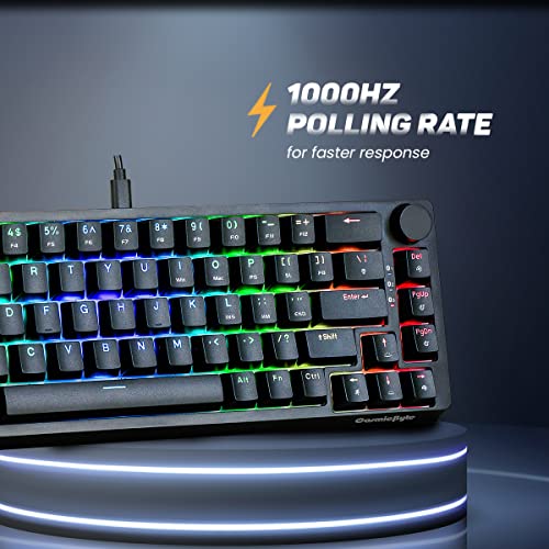 Image of Cosmic Byte CB-GK-33 Astra Hot Swappable 67 Key Wired + Bluetooth Mechanical Keyboard, 1000Hz Polling Rate, Per Key RGB, Software Customization, Outemu Blue Switches (Black)