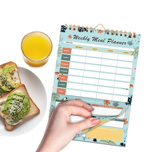 Bloc de notas planificador de comidas – Planificador de dieta y bienestar desmontable para mujer, 52 hojas, bloc de notas vintage para una alimentación saludable, para mujeres, niños, niñas, maridos