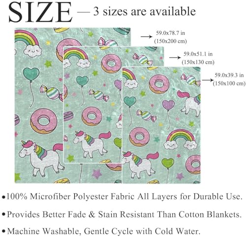 Couverture ballon licorne 150×130cm, idée cadeau idéale - 5