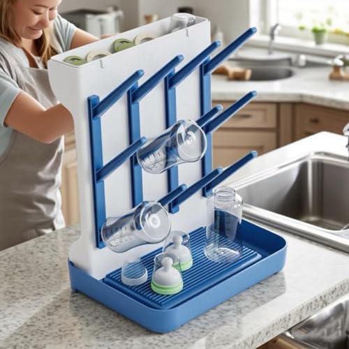 Support de rangement multifonction pour biberons avec bac de drainage amovible