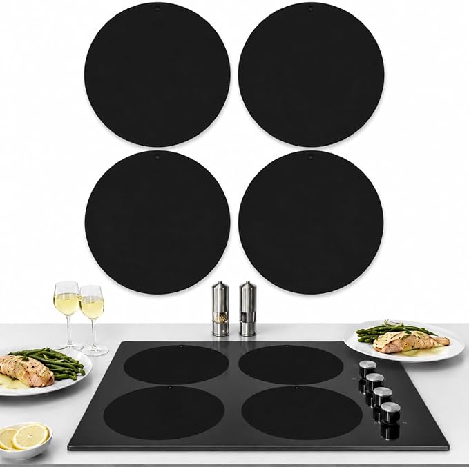 4x Tapete de Silicone para Cooktop Fogão de Indução – Almofada Protetora Antiderrapante e Reutilizável – Material Silicone – Formato Redondo – Cor Preta | Amazon.com.br