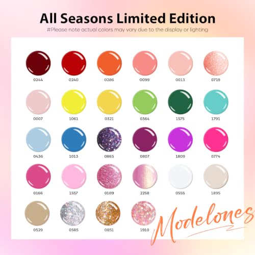 Image of modelones Gel Nail Polish Set Neon Glitter 32PCS 28Colors