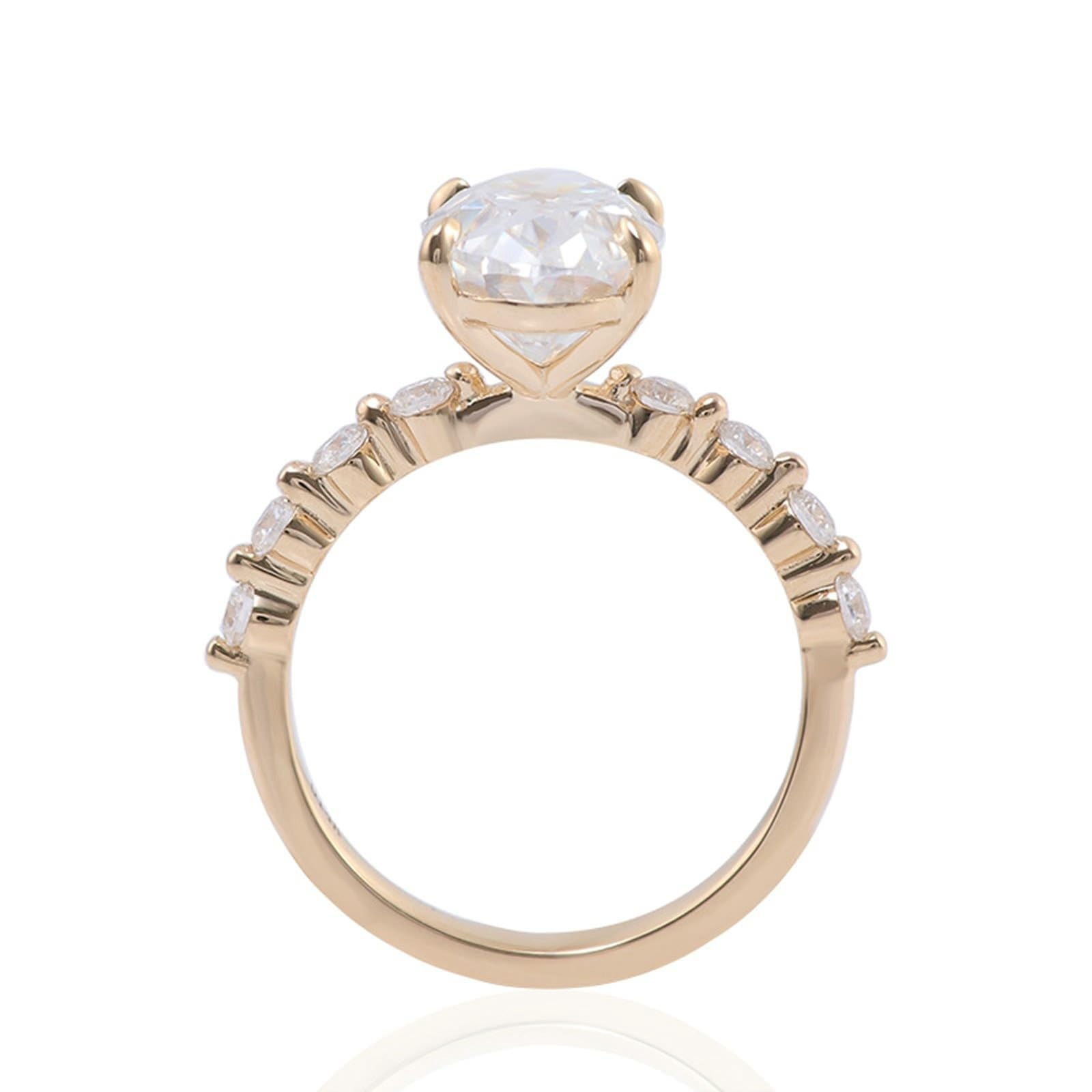 Wycian Anillo de propuesta de matrimonio, oro blanco, 9 K, moissanita, con moissanita ovalada de 1/2/3 quilates, talla 45 (14,3), fácil para hermana y Navidad, grabado