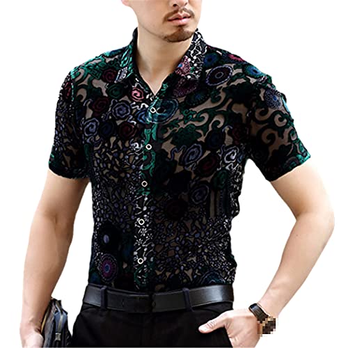 Chemise de luxe en dentelle homme bleue exprimez votre style en soirée