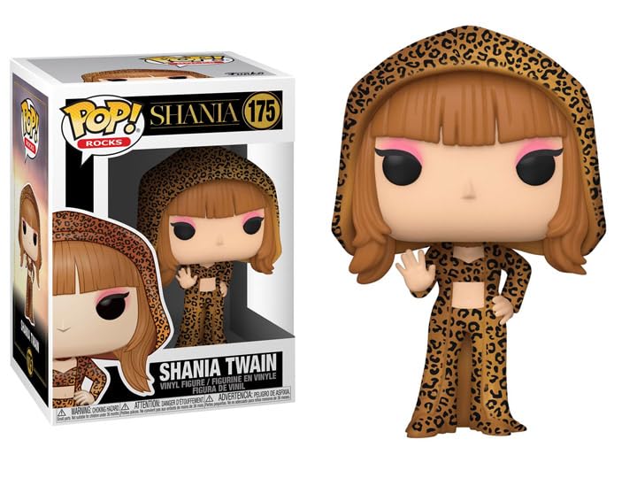 Funko Shania Twain Leopard Print Outfit + Pop Protector: That Don't Impress Me Much Music Video Pop! Rocks Vinyl Figure with Hood (Gift Set Bundled