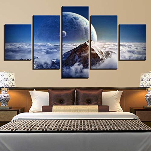 Tableaux décoration murale 5 pièces terre sans cadre - 2