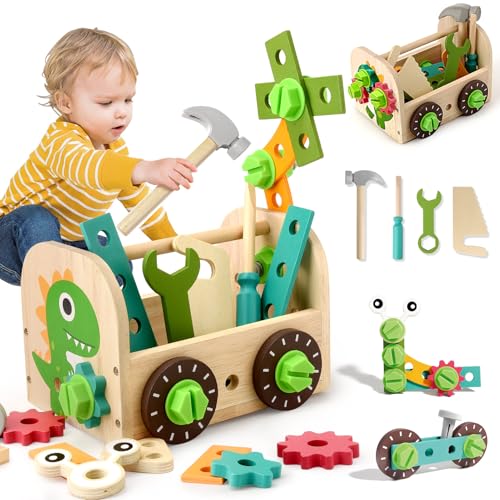 MILFECH 41 Stück Werkzeugkoffer Kinder Werkbank Kinderwerkzeug Montessori...