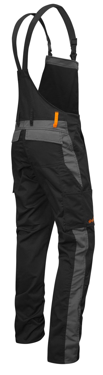 strongAnt® - Pantalón de Peto elástico de Trabajo Berlin 260gr, Bolsillos para Rodilleras - Hecho en Europa - Talla: 52, Color: Negro-Gris