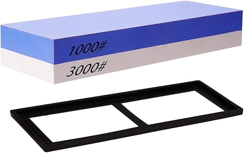 Whetstone - Juego de afilador de piedra de agua de alta calidad, grano 1000/3000, afilador de cuchillos perfeccional, juegos de piedra húmeda para