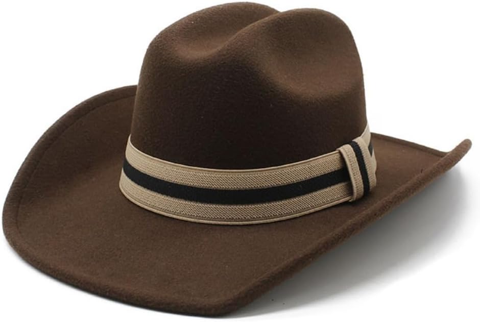 Classic Western Cowboy Hat, Brown Felt with Tan Band, Wide Brim