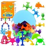 Saugnapf Spielzeug Kinder 50 Stück Silikon Saugnapf Badespielzeug Montessori Spielzeug ab 3 Jahre Sensorik Spielzeug mit Dinosauriereier für 3 4 5 6 Jahre Jungen Mädchen