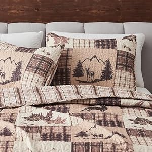 Great Bay Home Lodge Bedspread Full/Queen Size Quilt with 2 Shams. Cabin 3-Piece Reversible All Season Quilt Set. Rustic Quilt Coverlet Bed Set. Redwood Collection. Great Bay Home Lodge Bedspread FullQueen Size Quilt with 2 Shams Cabin 3 Piece Reversible All Season Quilt Set Rustic Quilt Coverlet Bed Set Redwood Collection