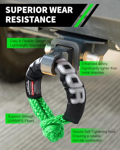 Image of DAYDOOR 56,000 LBS Soft Shackles, 1 /2 inch x 22 inch (2-Pack) Rope Shackles for Recovery, Winch Accessory for Jeep Wrangler, Bronco, 4Runner, Tacoma, ATV /UTV /Jeeps /SUVs, 4x4 Off-Road(Green)