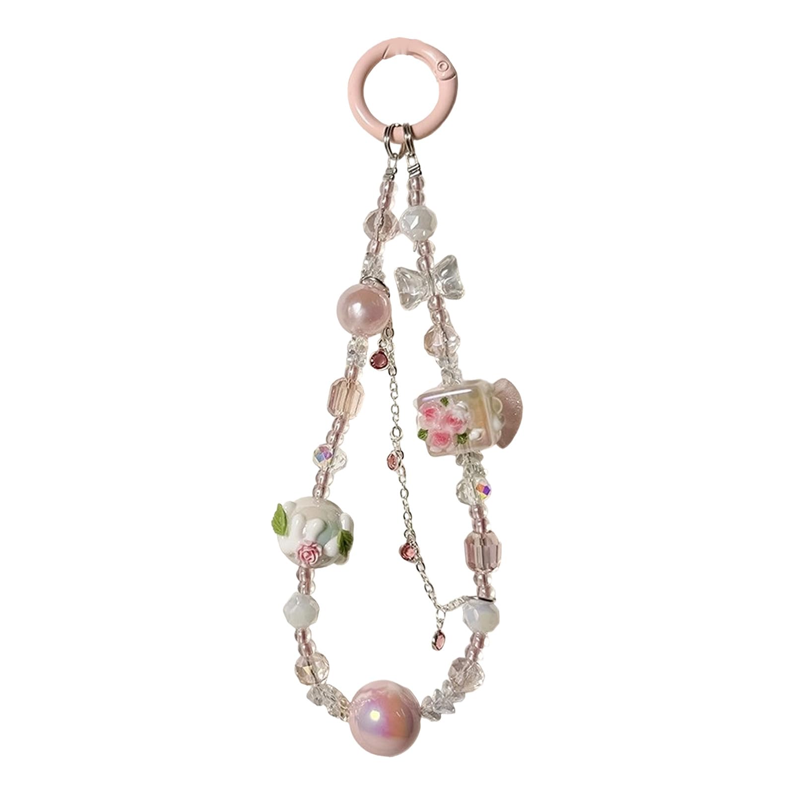Woedpez Beaded Camera Phone Strap Cuteness Butterfly Charm Lanyard Accessory Acrylic Texture for and Bag Mobile Accessory