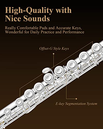 Image of Eastar 16-Key Closed Hole C Flute Advanced Upgraded Silver Full Kit, EFL-1S