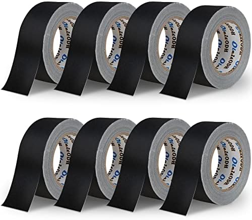 8 Pack of Black Gaffer Tape – 30 Yards x 2 Inch Wide – Waterproof, No Residue - Cloth Fabric Gaffers Tape for Photography, HVAC, Gaff or Gaffers Labeling, Painters and Pro Duct Repair Value Pack
