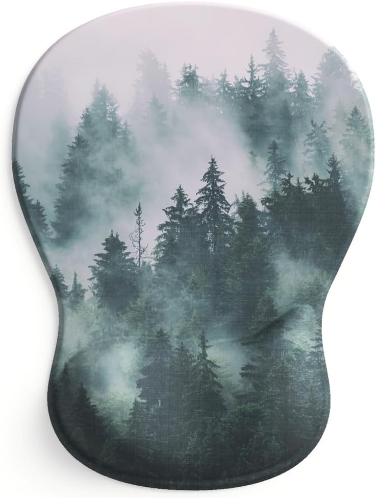 ErgoComfort Gel Wrist Rest Mouse Pad-Ergonomic Office Mousepad with Wrist Support-Non-Slip, Design Desk Accessories Mat for Home&Game Decor (08Misty Forest) - ergoComfort Series