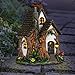 Exhart Fairy Garden Sculpture, Solar Tree Trunk Fairy House Garden Statue, 3 LED Lights, Durable Resin, Outdoor Lawn and Yard Decoration, 8.5 x 9.5 x 11.5 Inch