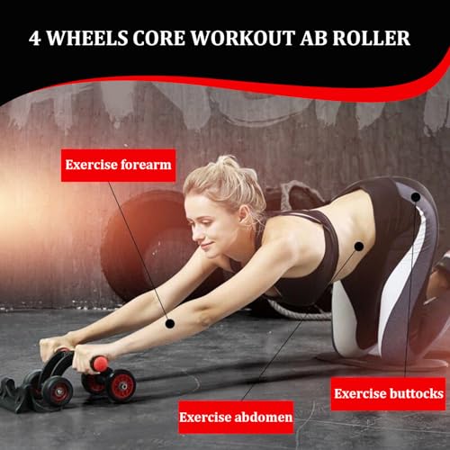 Roue abdominale robuste AB Roller ABS Trainer avec rebond automatique et tapis à genoux - 3