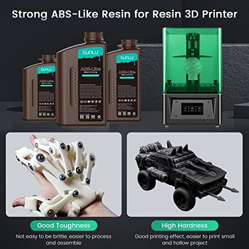 SUNLU ABS-Like 3D Printer Resin, 1kg Fast Curing Strong 405nm Photopolymer Resin for 2K 4K 6K 8K LCD/DLP/SLA 3D Printer, Non Brittle, High Precision, Low Shrinkage, 1000g Clear