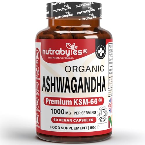 Image of Organic Ashwagandha 1000mg KSM-66 | 60 Vegan Capsules | High Strength Root Extract with 5% Withanolides & Black Pepper | Calm, Sleep & Energy Support | Soil Association Certified | Men & Women