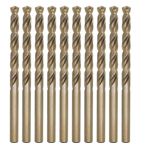Metric Cobalt Drill Bits 6mm 10PCS, M35 high Speed Steel, high Hardness Straight Shank Drill, Mechanical or Hand Drill for Drilling, Suitable for Stainless Steel, Iron, Copper and Aluminum.