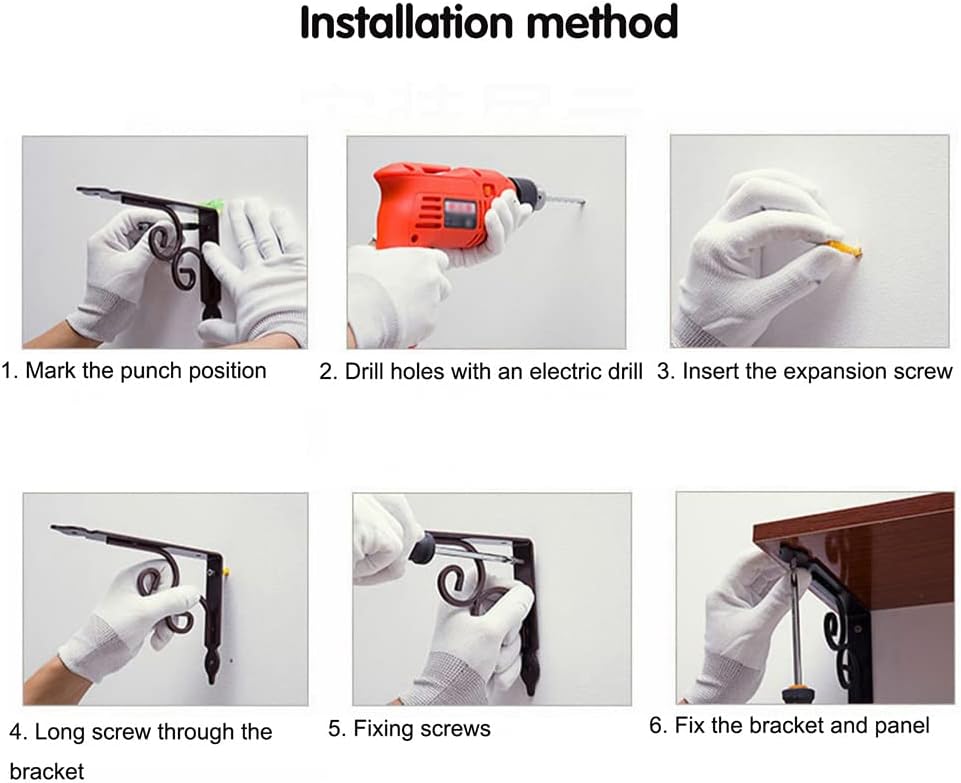 Shelf Bracket,Wall Support Corner Brace 2 Pcs, Wall Mount Iron Metal,with Screws,Floating Heavy Duty Support