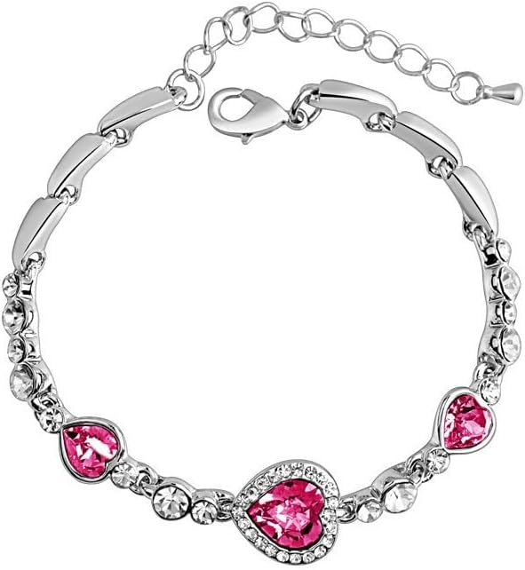 Charming Women's Austrian Crystal Titanic Inspired Heart of Ocean Bangle Bracelet (Rose)