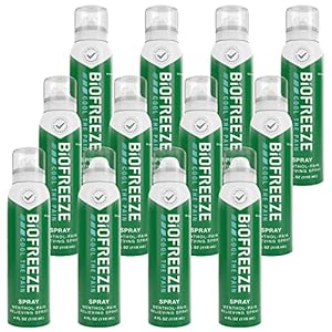 Biofreeze Menthol Pain Relieving Spray 4 FL OZ Colorless Aerosol Spray (Pack Of 12) For Pain Relief Associated With Sore Muscles, Arthritis, Simple Backaches, And Joint Pain (Packaging May Vary)