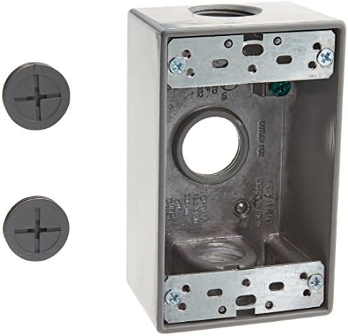 TayMac SB375S Weatherproof Box, 1-Gang, (3) 3/4-Inch Outlets, Gray