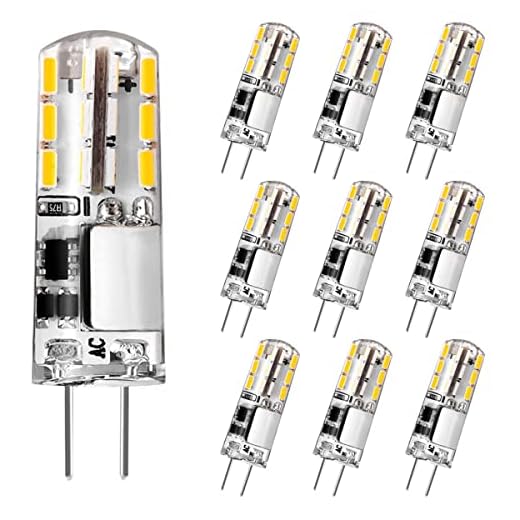 Tailcas G4 Led Warmweiß Birnen, 12V 1.5W Kein Flackern G4 Led Stiftsockellampe, Ersatz für 20W Halogenlampen, Energiesparlampe 3000K, 180LM AC/DC LED Lampen Nicht Dimmbar, 10er Pack