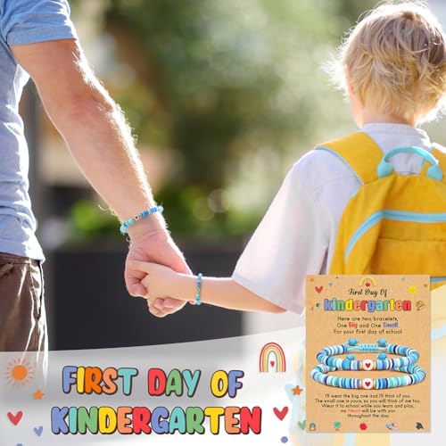 Image of First Day of Kindergarten Bracelet, Back to School Gifts Bracelet for Kids - Mommy and Me Bracelets, Back To School Supplies Adjustable Bracelets for Mom Daughter Son Girls Boys