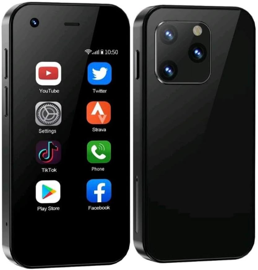 Mini 2.5-Inch Pocket Phone, 2GB RAM, 16GB Storage, Cellular, Dual SIM, WiFi, HD Display, Android, Type-C Charging (Black)