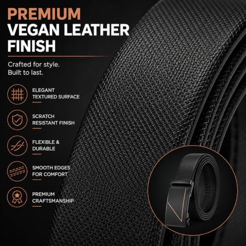 Image of Men's Auto Lock Belt with elegant design | Premium Vegan Leather | Adjustable Ratchet Belt | No Hole Design | Perfect Fit Waist 28-42 Inches for Office