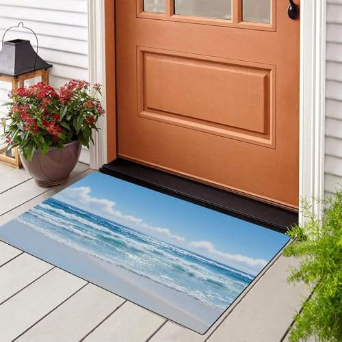 Scène de plage tranquille tapis d'entrée esthétique 45x75 cm