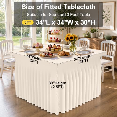 Image of Smiry Spandex Elastic Fitted Table Cloth Skirt for 3FT Square Table