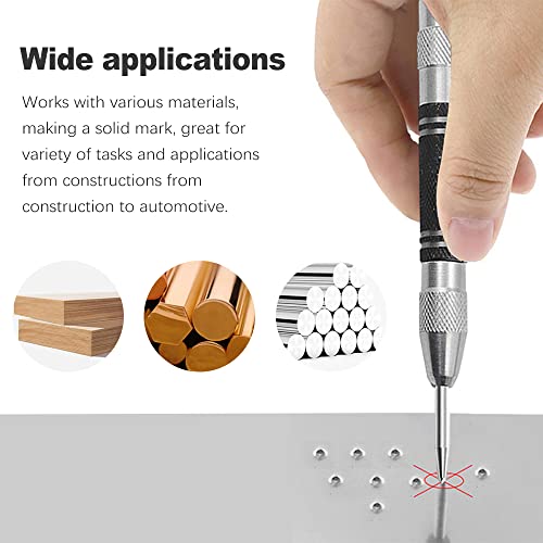 SuooTci Automatic Center Punch 5 Inch Spring Loaded 2 Pack Center Punch For Metal with Adjustable Tension Punch Tool for Metal(Two Replacement Tips Included)