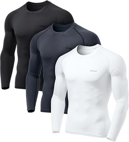Miniatura 2 de TSLA Camisas de compresión UPF 50+ para hombre, de secado rápido y manga larga, camiseta deportiva de capa base para entrenamiento