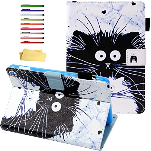 Uucovers For Amazon Fire Hd 8 & Hd 8 Plus Tablet Case 12Th/10Th Generation (2022/2020 Release) Slim Synthetic Leather Folio Stand Cover With Pencil Holder Pocket [Auto Wake/Sleep], Black White Cats #TOP9