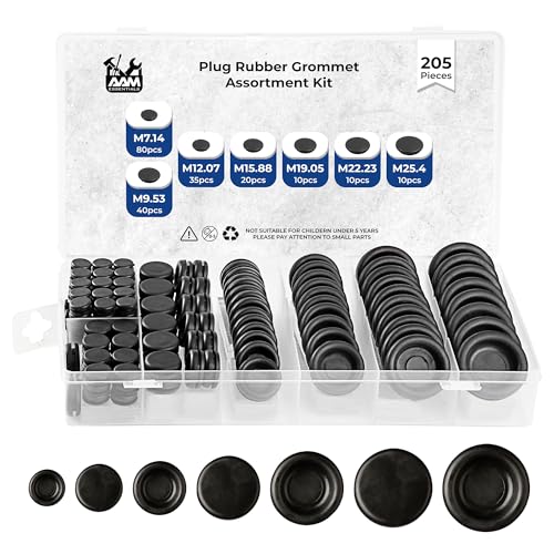 205 Pcs Rubber Grommet Kit in 7 Assorted Sizes - Waterproof Firewall Grommets Ideal for Wires, Electronic Appliances, Plumbing, and Closing Panel Cavities