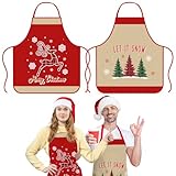 On-Airstore クリスマスエプロン 2点 レディース & メンズ - 面白いトナカイ 防水エプロン - 大人用サイズ - 32 61.0 cm