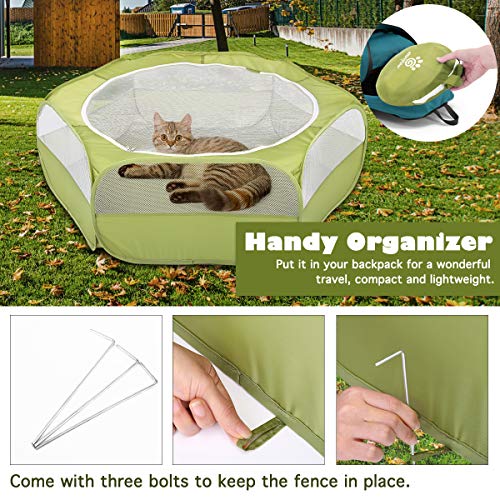 Vavopaw Small Animals Playpen, Waterproof Breathable Indoor Pet Cage Tent With Zipper Cover, Portable Outdoor Exercise Yard Fence For Kitten Hamster Bunny Squirrel Guinea Pig Hedgehog, Avocado Green #TOP5