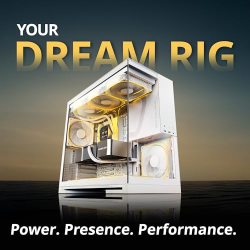 Image of Geometric Future M5 Tempered Glass Mid Tower, E-ATX /ATX Gaming Case, 1.2mm Steel, Type C, Toolless Panels, Support 420 /360 Radiator, Dual-Chamber, White, GEO-M5-W