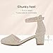 LAURMOSA Gold Shoes for Girls High Heels Pumps Closed Toe Heels Flower Girl Dress Shoes for Birthday Party Chunky Low Heel Ankle Strap for Little Big Kids(L1012Gold 1)