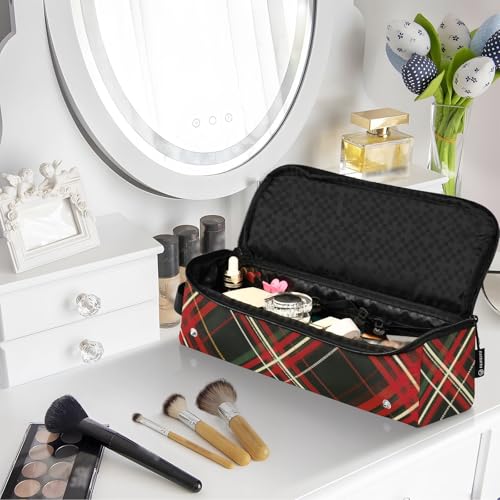 Estuche de viaje portátil GuoChe con tapete resistente al calor, diseño a cuadros rojo y negro miniatura 7